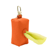  Premium Leather Saffron Orange Poop Bag Dispenser
