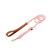 Premium Leather Pink Dog Leash
