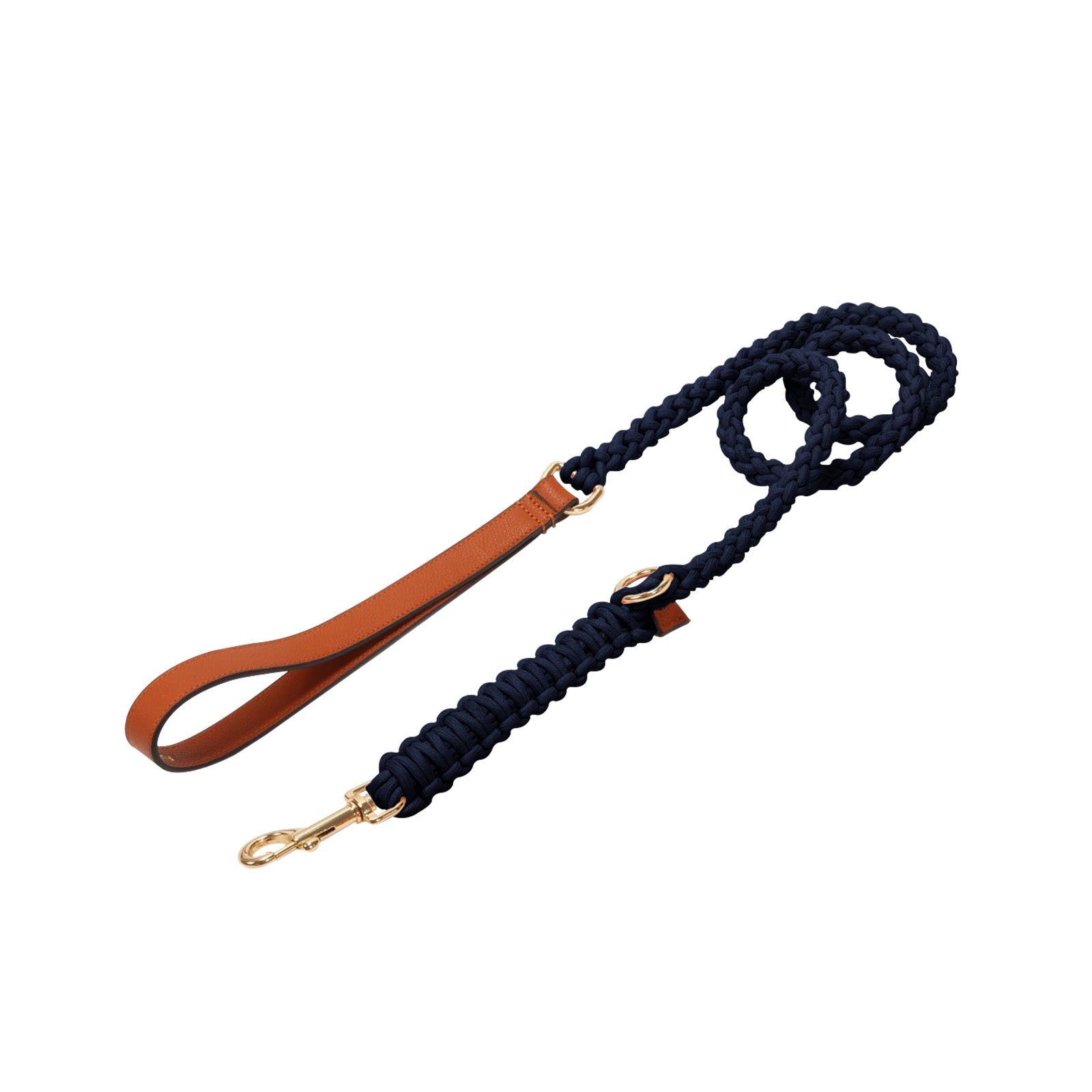 Premium Leather Navy Blue Dog Leash