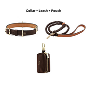 Handcrafted Engraved Leather Dog Collar - Cognac Brown