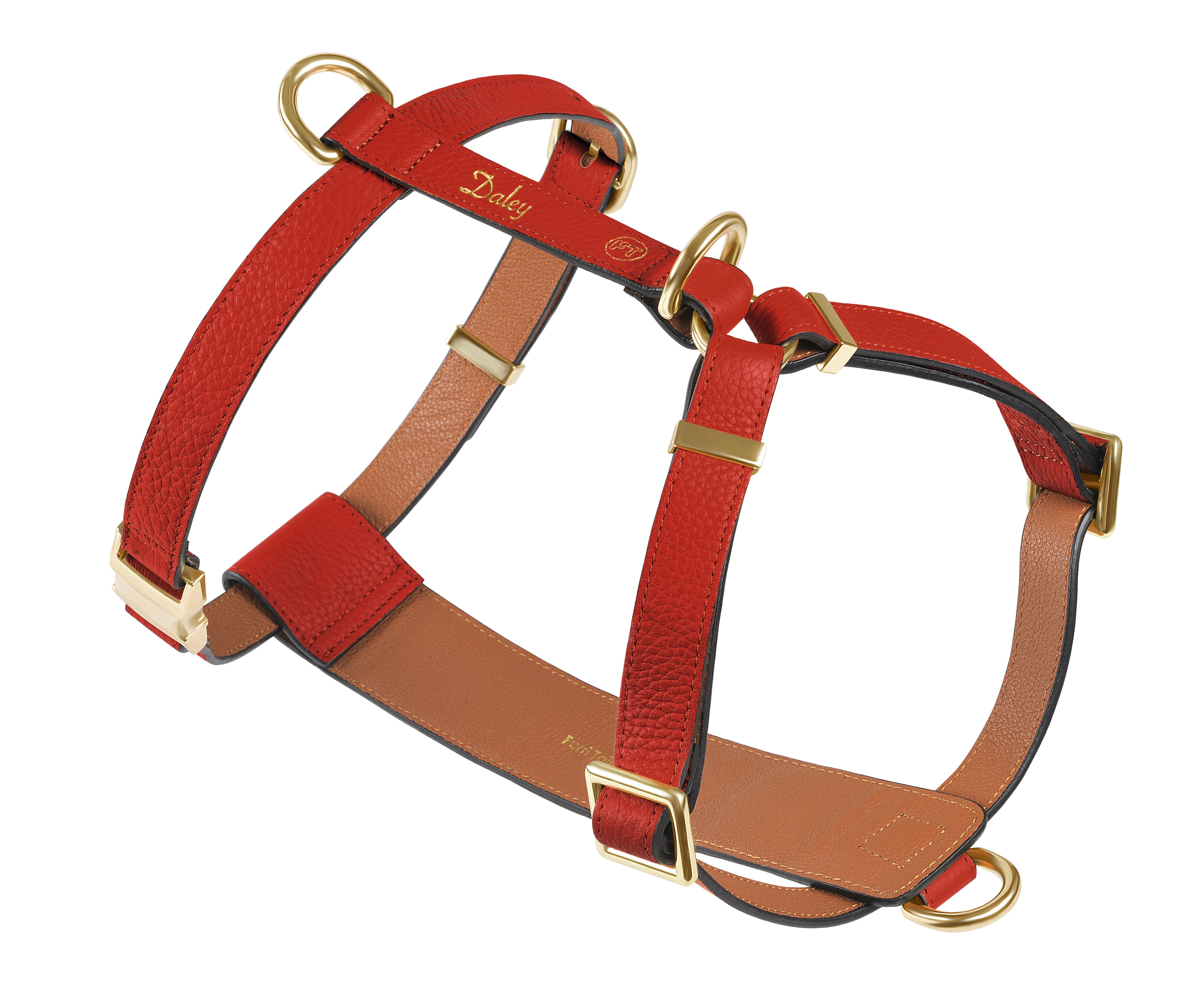 Luxe Leather Dog Harness - Red