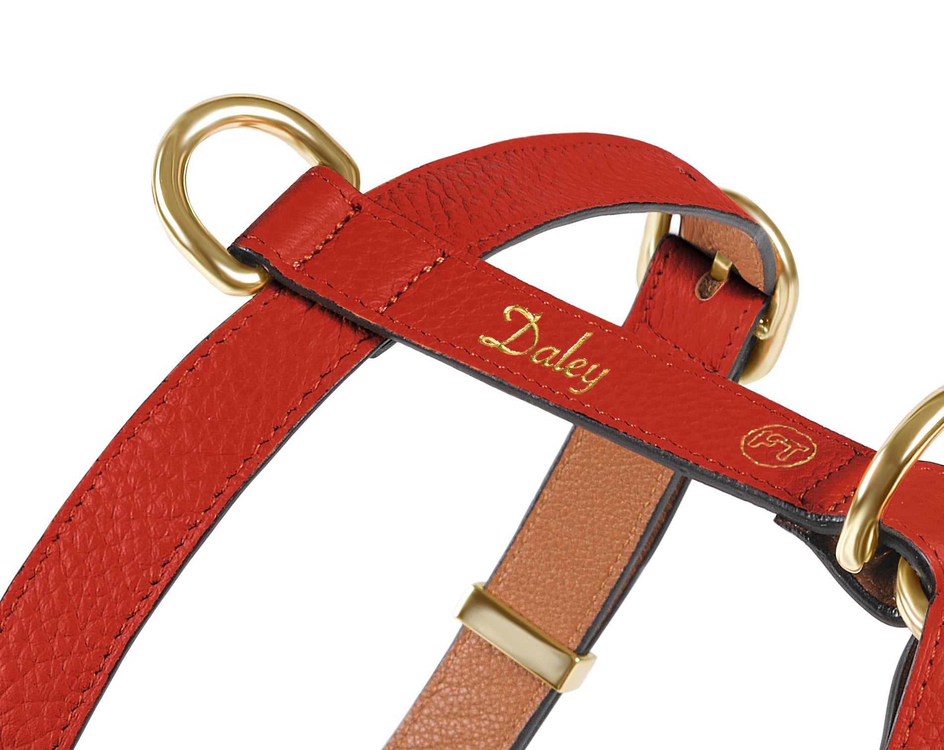 Luxe Leather Dog Harness - Red