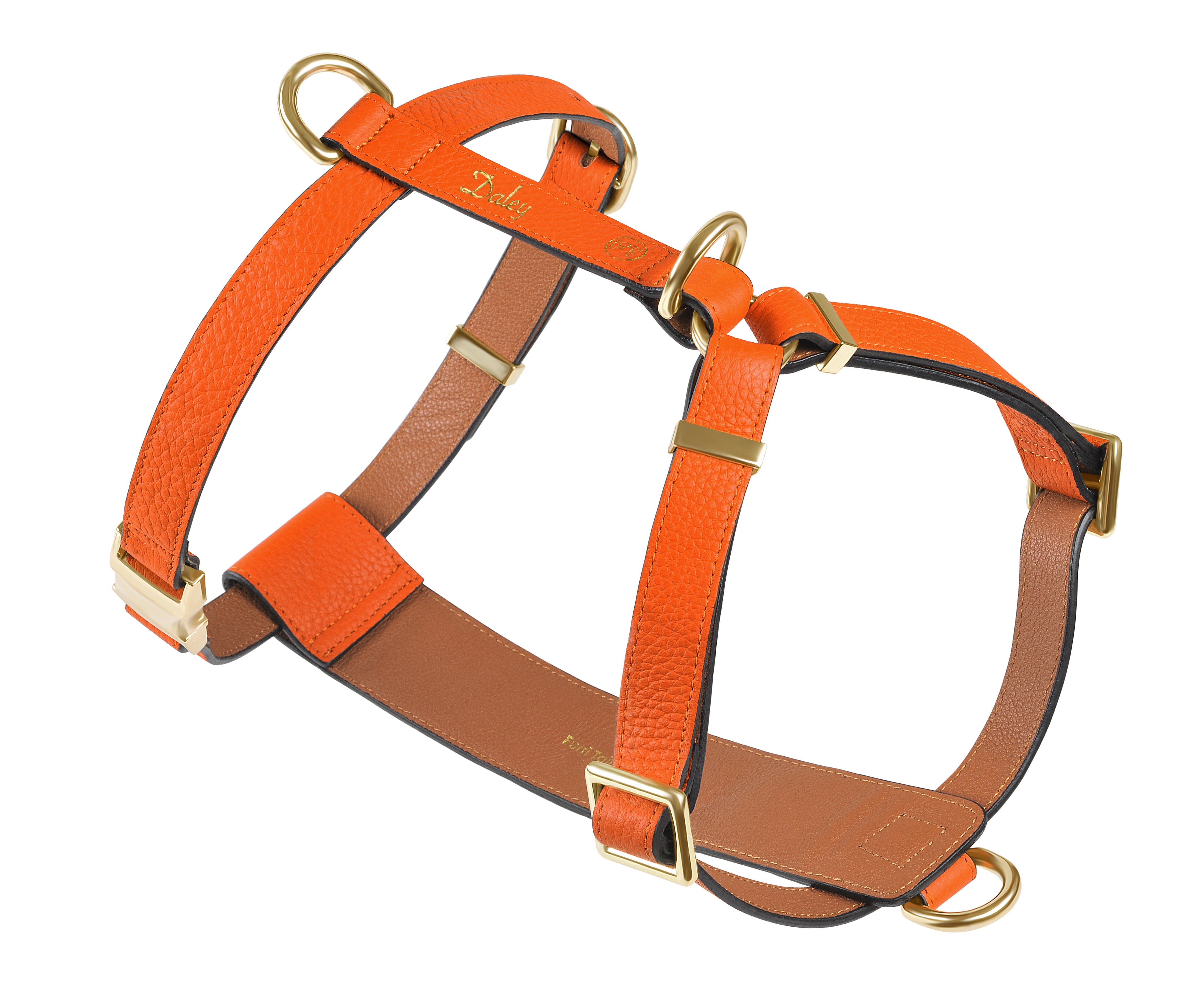 Luxe Leather Dog Harness - Saffron