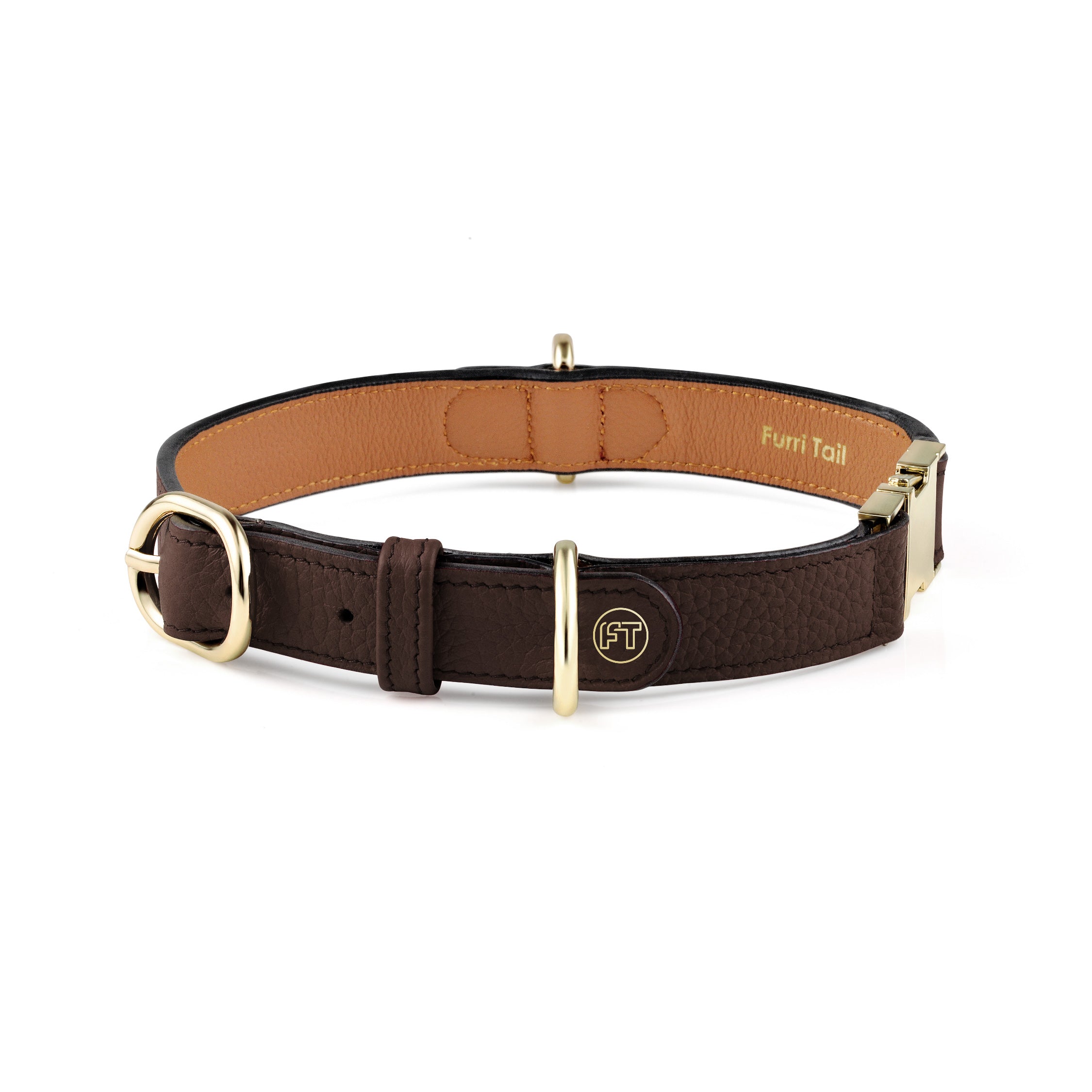 Premium Leather Cognac Brown Dog Collar
