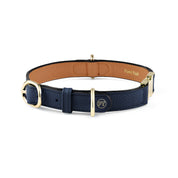 Premium Navy Leather Dog Collar