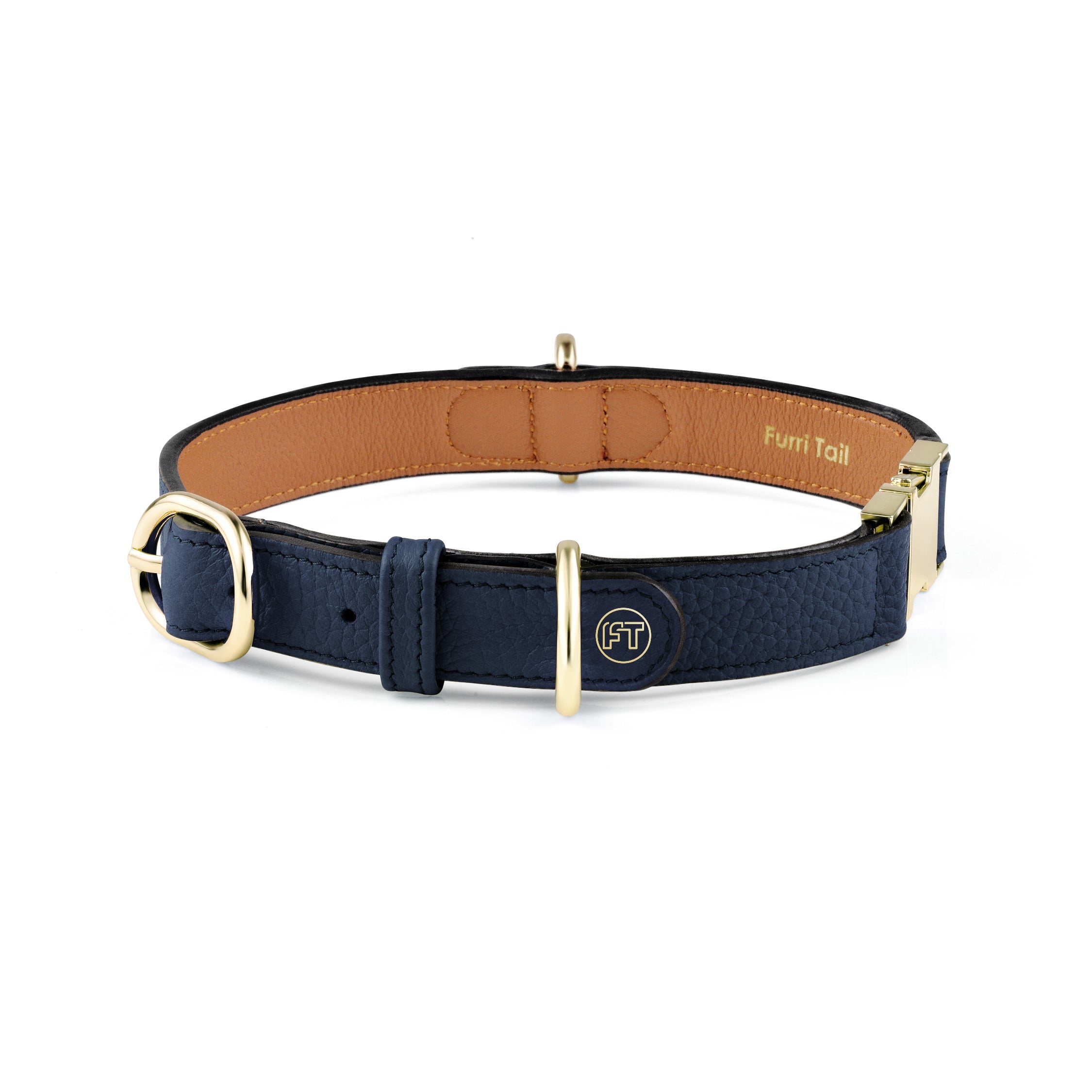  Premium Leather Navy Blue Dog Collar