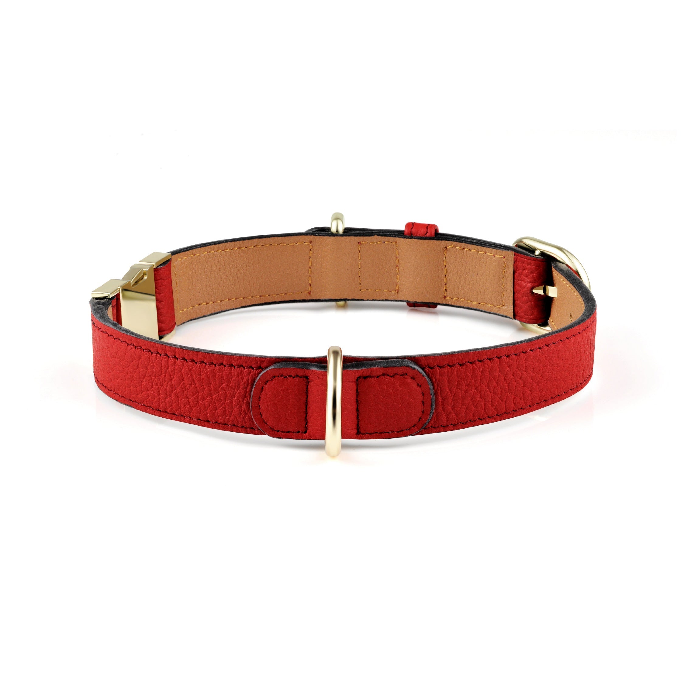 Premium Red Leather Dog Collar