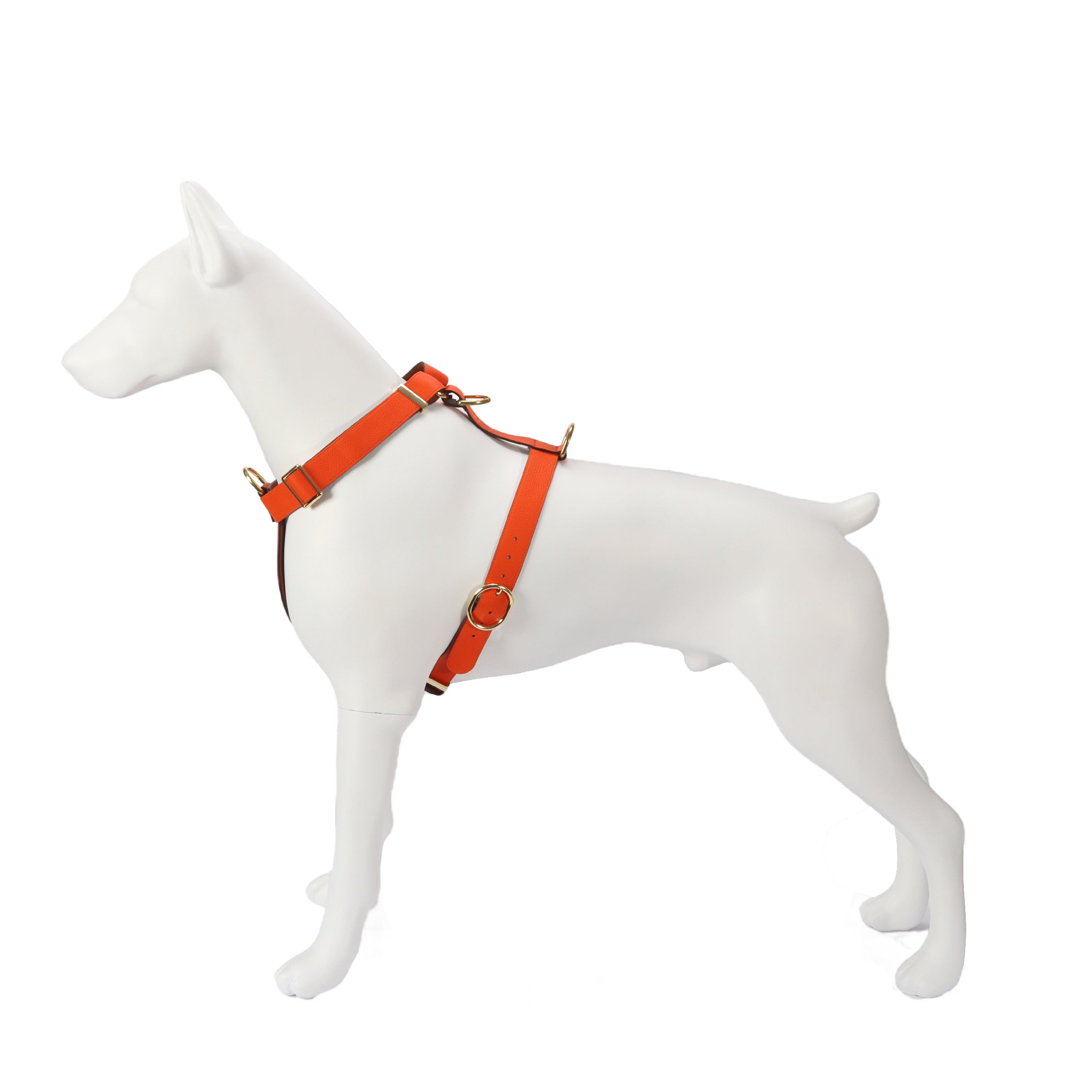 Premium Saffron Orange Leather Dog Harness