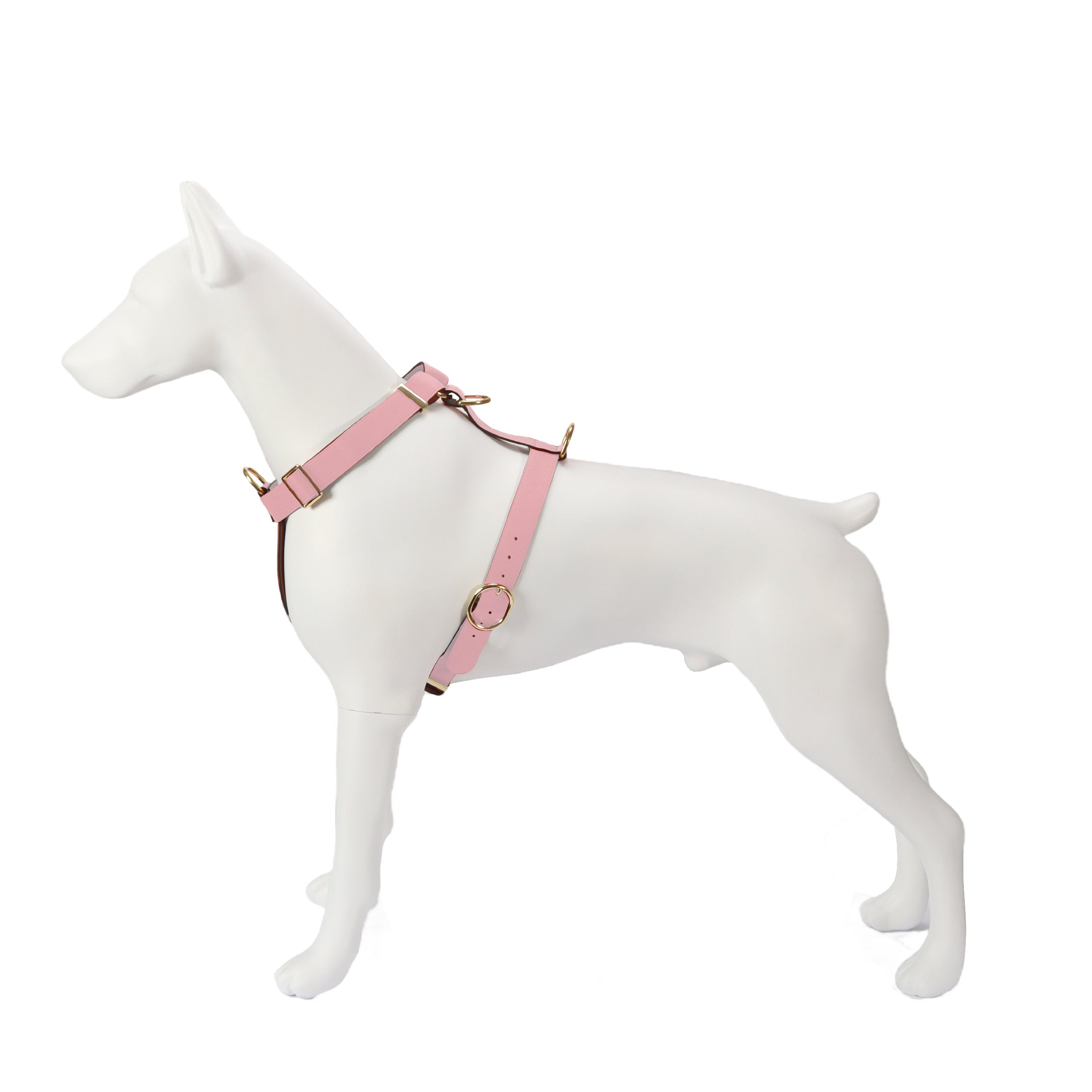 Leather Dog Harness with No Pull Solution Pink Furri Tail